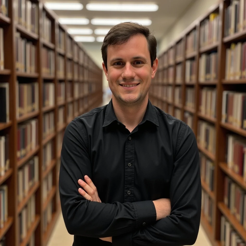 Dr Michael Rowe in a library